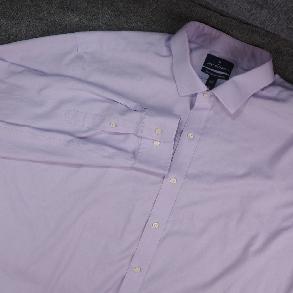 Buttoned Down Dress Shirt Mens 20x38 Classic Lavender Solid Long Sleeve